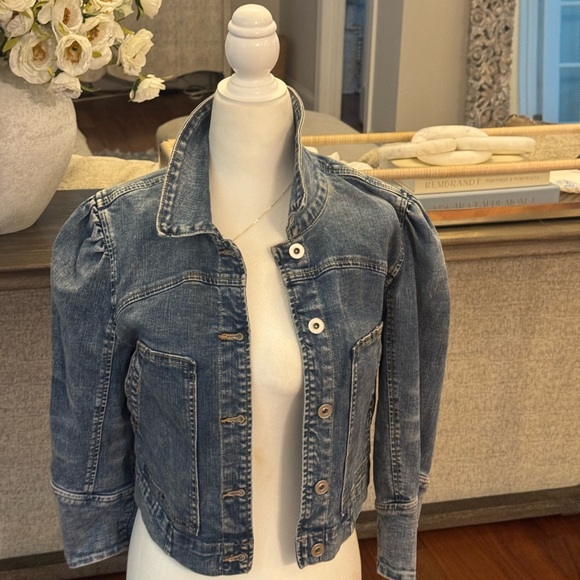 CeCe Blue Jean Jacket with Puff Sleeves - Picture 1 of 4